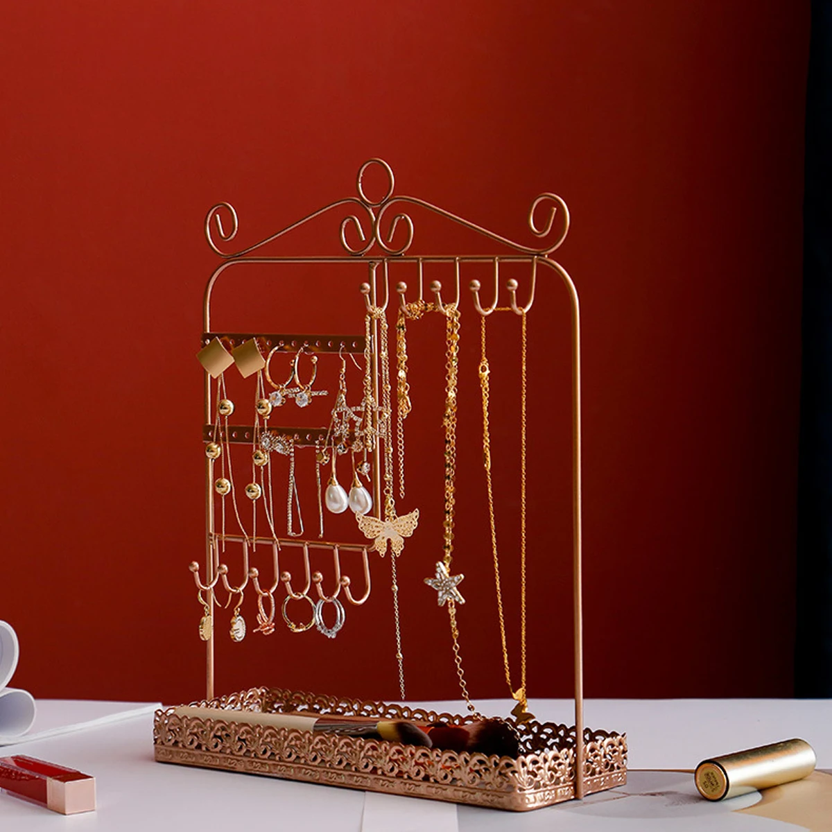 

Easy to Clean Jewelry Display Vintage Holder Hanger Rose Gold Earring Bar Earrings Organizer