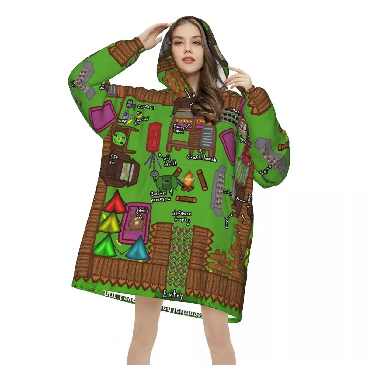 

99-ночей в лесу, носимое одеяло, толстовка с капюшоном для женщин и мужчин, толстовка большого размера, одеяло с карманом