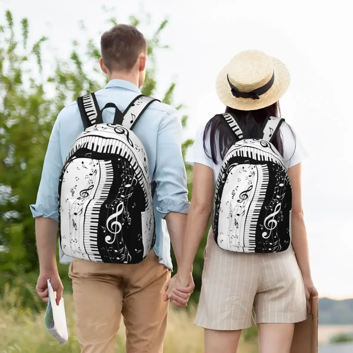 Aesthetic Piano Bag Musical Notes Backpack Unisex School Student Pianos Music Pianist Book Bags Boy Girl Canvas Daypack Gift