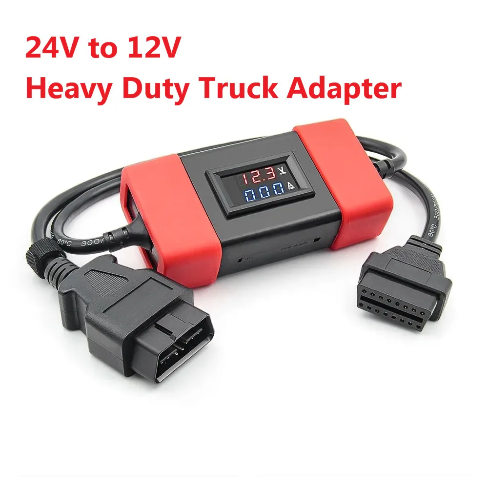 Best 24V to 12V Heavy Duty Truck Diesel Adapter Connector Cable Tools for Thinkdiag OBD2 Scanner for Launch Truck Converter