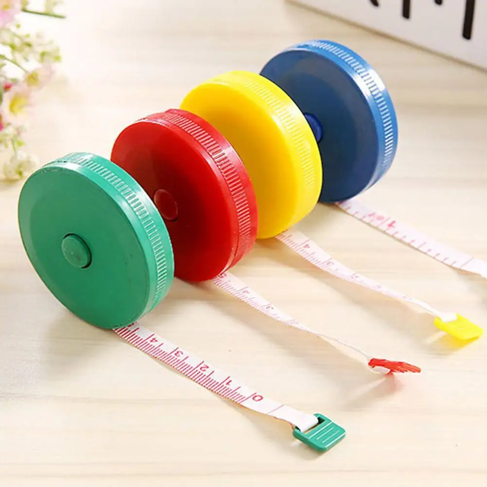 1.5m Pocket Plastic Round Tape Measure Tapeline Tape Measure Ruler Sewing Tool Mini Gadget Ruler Band Color Random
