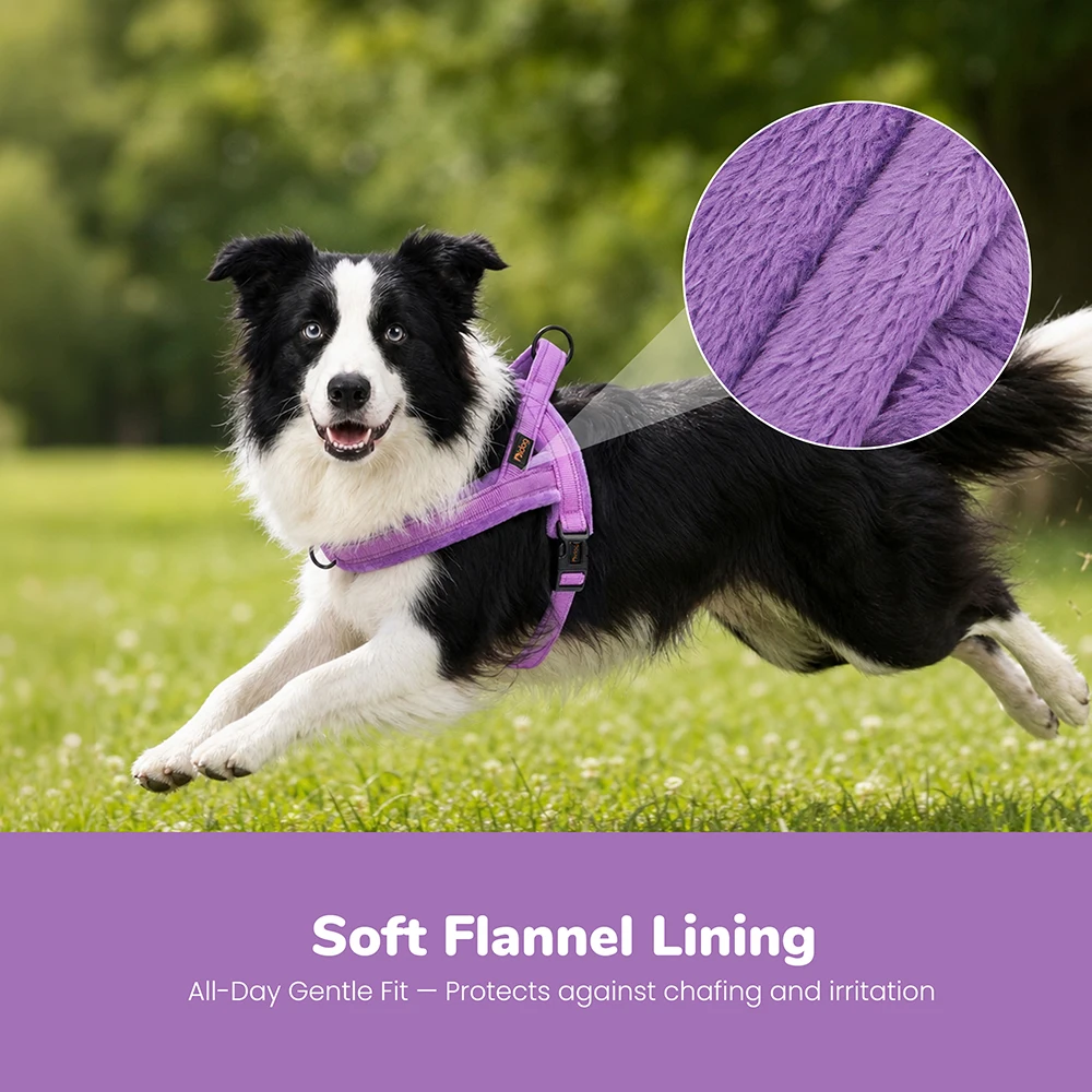 Soft Flannel Padded No Pull Dog Vest Harness , Escape Proof/Quick Fit Reflective Dog Strap Harness,Easy for Walking Training