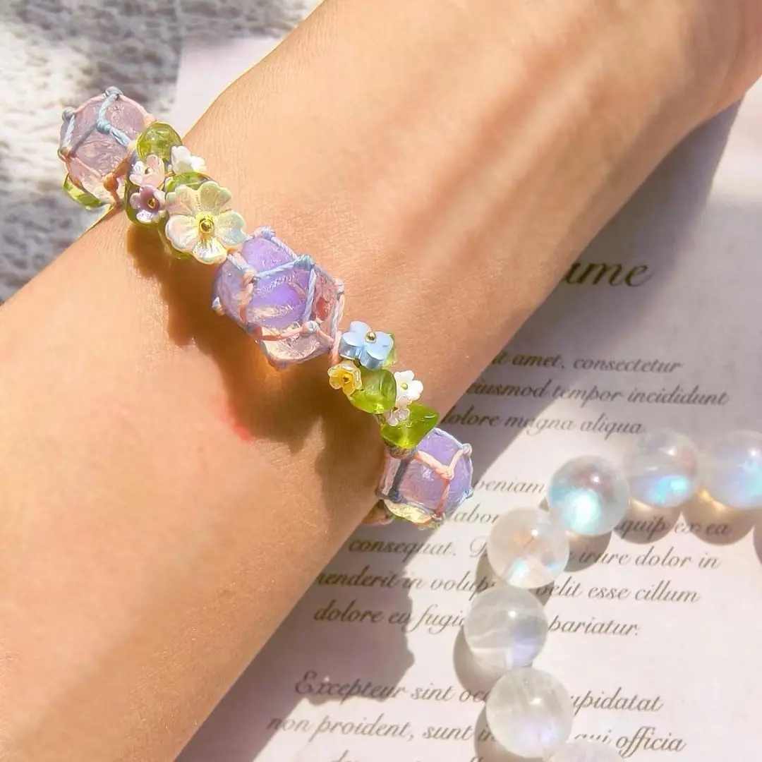 1Pcs Opal Woven Bracelet  Natural Crystal Opal Gemstone Handwoven Crafts Bracelet  Home Stone Crafts Decoration Gift