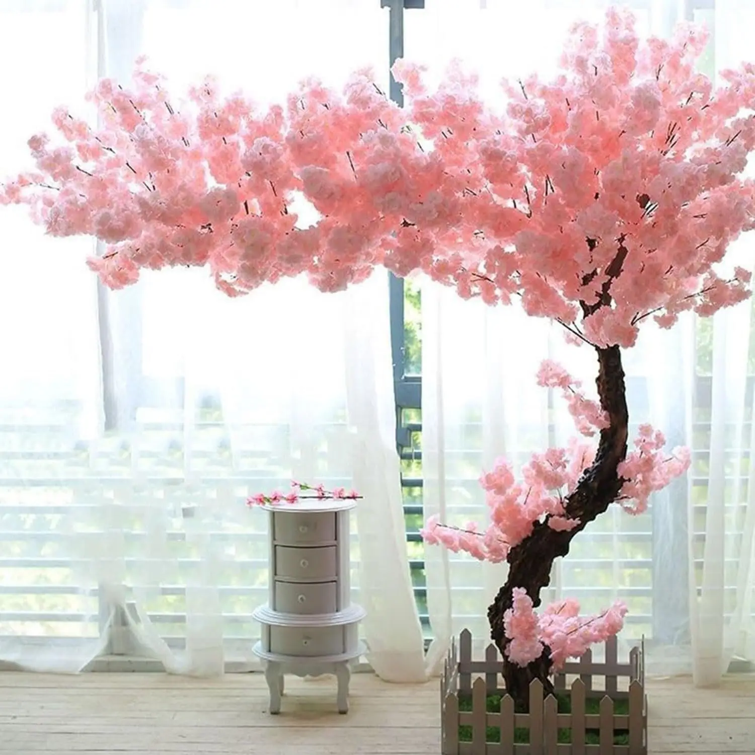 

Artificial Cherry Blossom Trees , Pink Fake Flowers Cherry Blossom Tree- for Indoor Outdoor Landscape and Venue Decoration