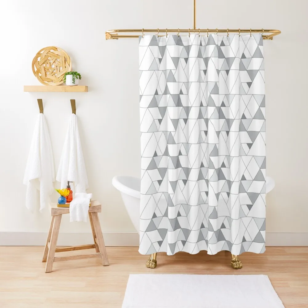 

Triangles Shower Curtain For The Bathroom Set For Bathroom Bathroom And Shower Anti-Mold Waterproof Shower Curtain