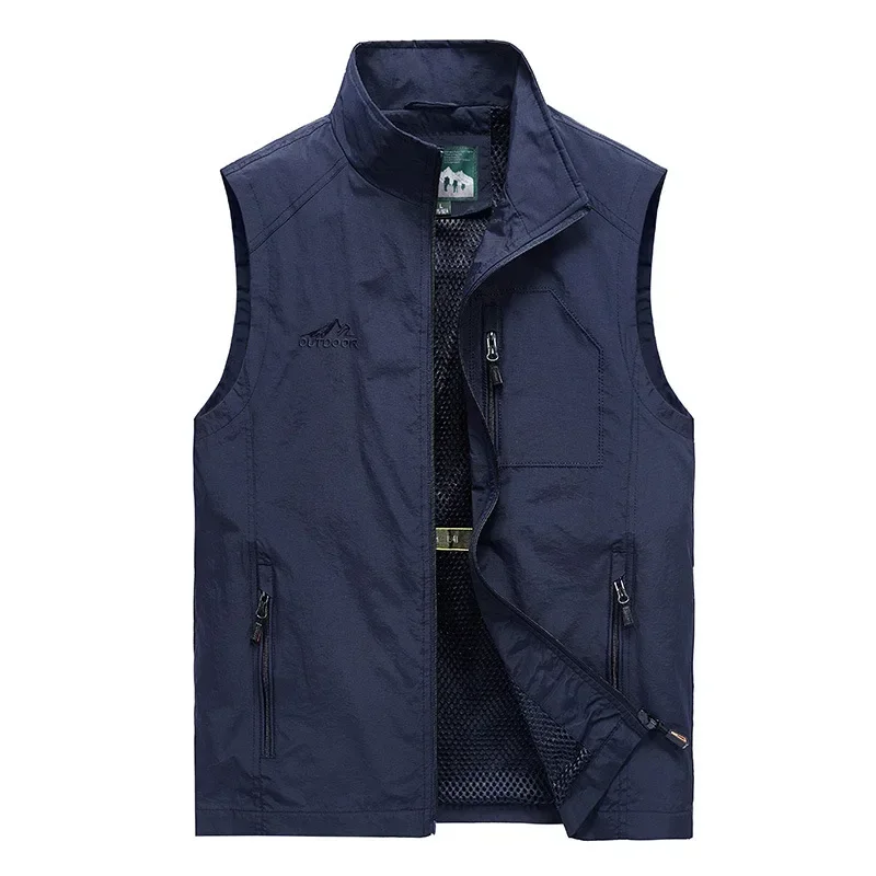 

Spring/Summer New Men's Simple Standing Neck Fishing Vest Large Outdoor Casual Quick Dried