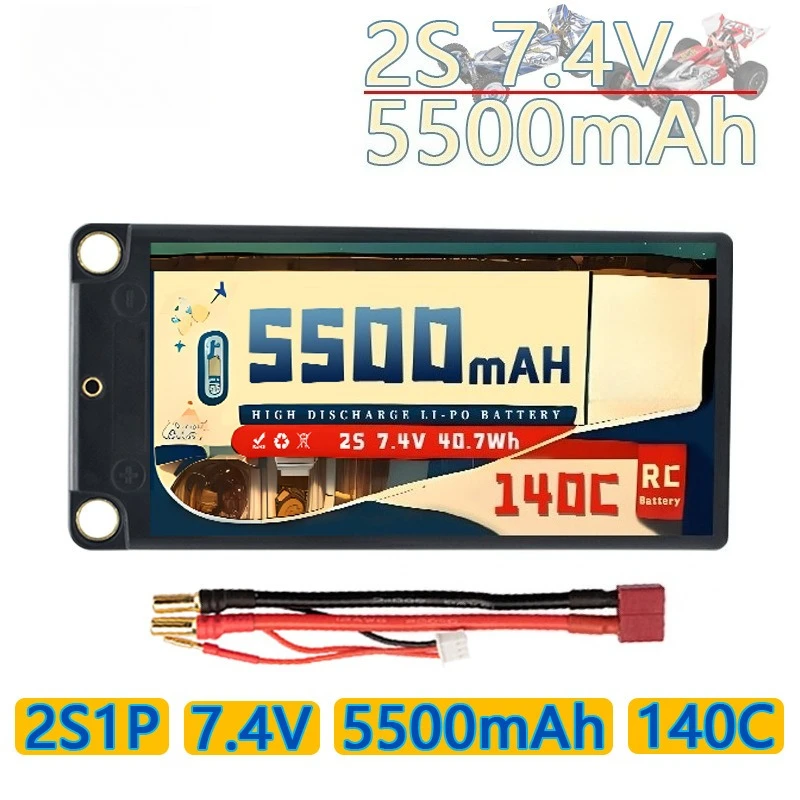 

5500mAh 2S 7.4V 140C 1/12 Drift Racing Monster Truck Hard-shell Lithium Battery