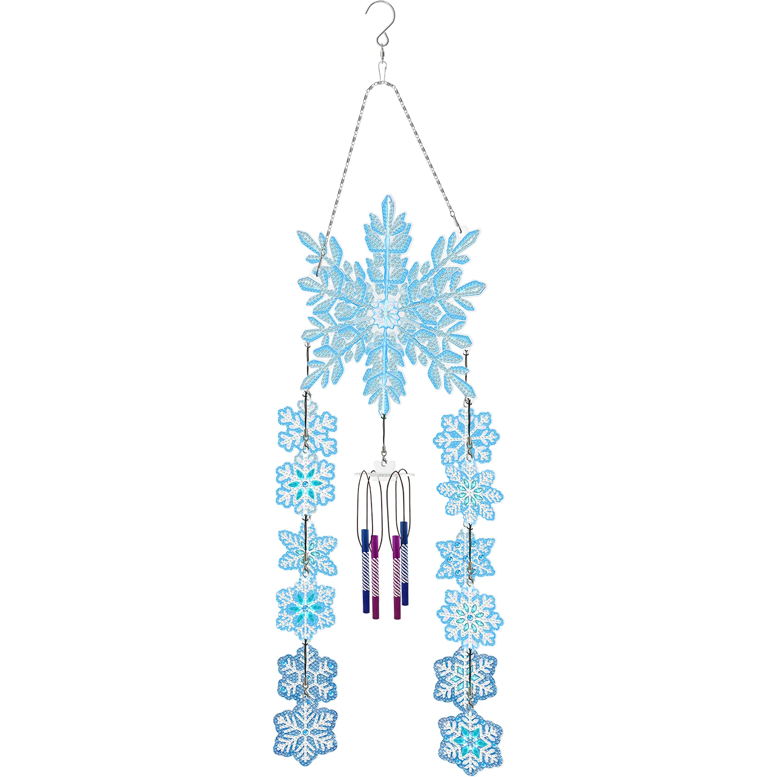 

DIY 5D Diamond Painting Wind Chimes Kits Double Sided Crystal Snowflake Diamond Art and 12Pcs Snowflake Hanging Ornaments