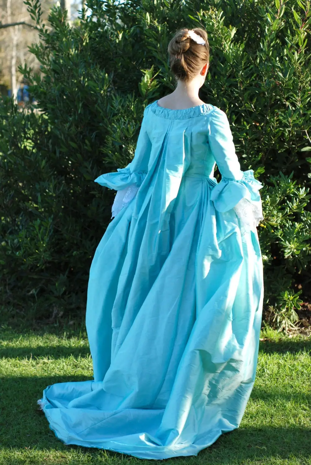 18th Century Blue Queen Marie Antoinette Rococo Baroque Dress Costume Victorian Royal Duchess Cosplay Sack Back Dress Ball Gown