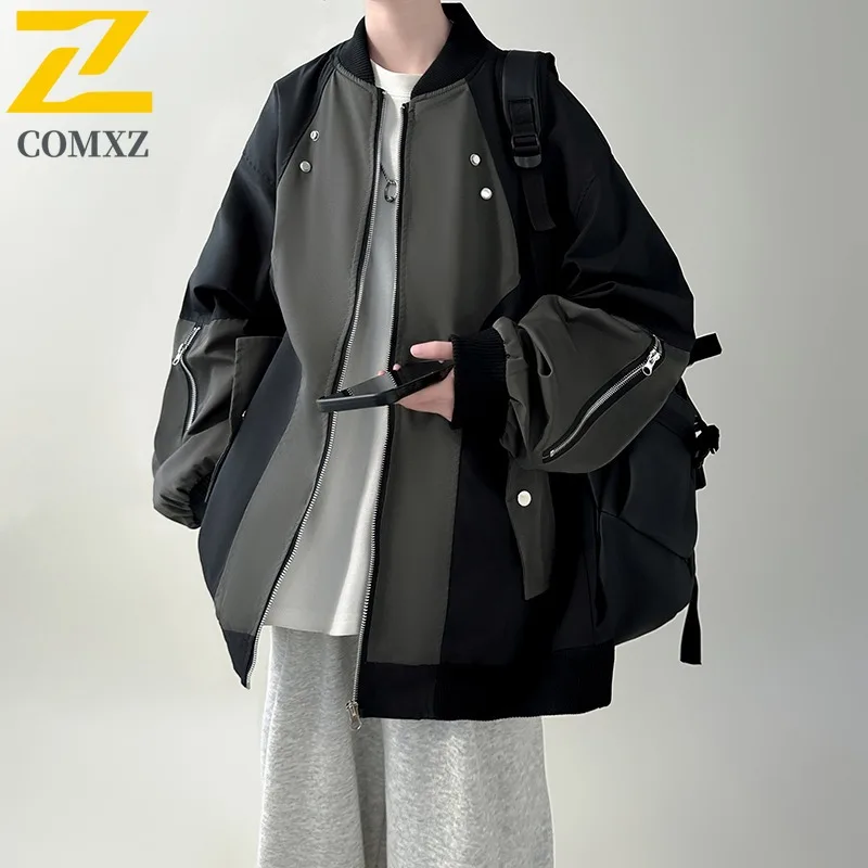 

COMXZ New Premium Stand Collar Mens Jacket Outdoor Adventure Multi Functional Lightweight Zipper Coat Durable Autumn Clothing