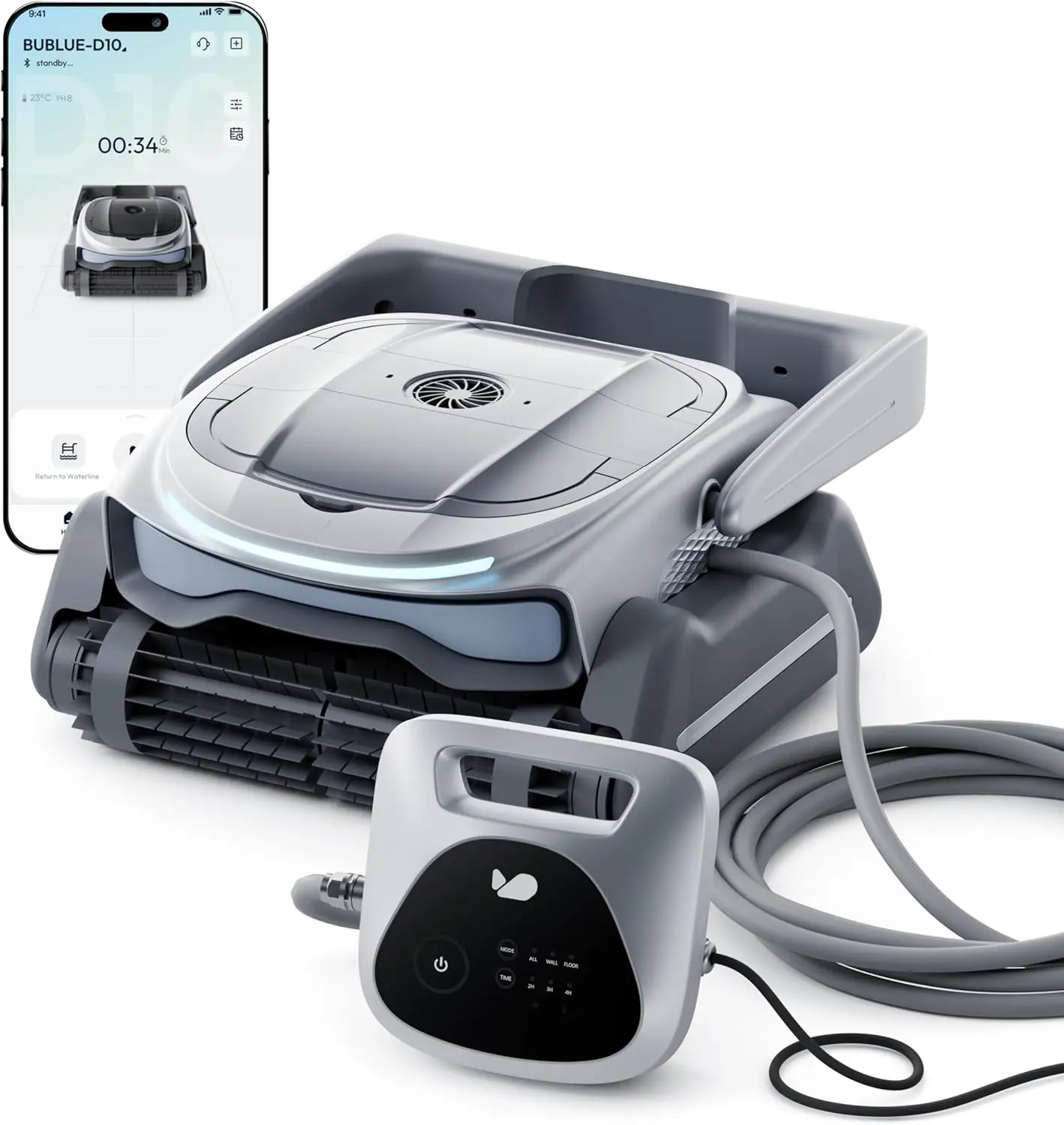 D10P Pool Cleaning Robot 150 W Power 4 Cleaning Modes APP Control 5L Large Capacity Adapts To Different Pool Shapes
