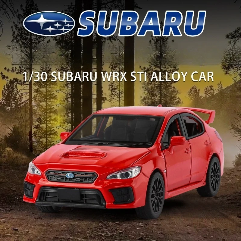 Simulazione 1:30 Subaru WRX STI Modello di auto da corsa Pullback Suono Luce Lega Diecast Boy Collezione regalo di veicoli giocattolo per bambini