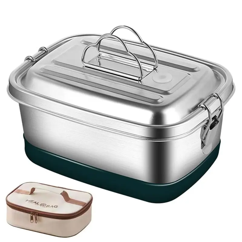 304 Stainless Steel Lunch Box Sealed And Anti Overflow 2-Layer Bento Box Convenient Large Capacity Canteen Lunch Box With Lid