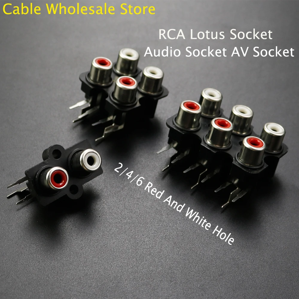 1Pcs 2/4/6/8-Hole RCA Female Plug Stereo Audio Jack Audio AV Socket Input Plug Lotus Series Amplifier Interface Signal Connecti