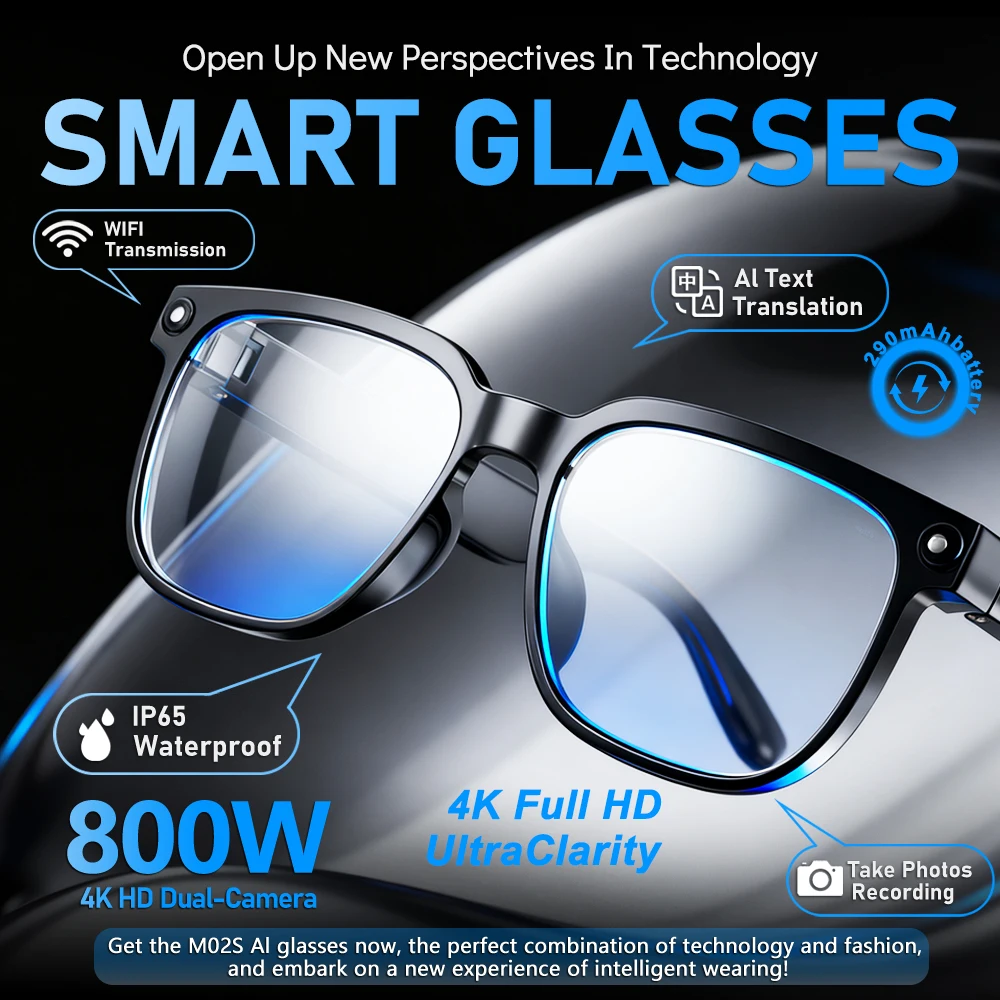 M02S HeyCyan Smart Glasses Bluetooth Camera 1080P Video Recording Remote Control AI Voice Assistant Bluetooth Call Handsfree view 2
