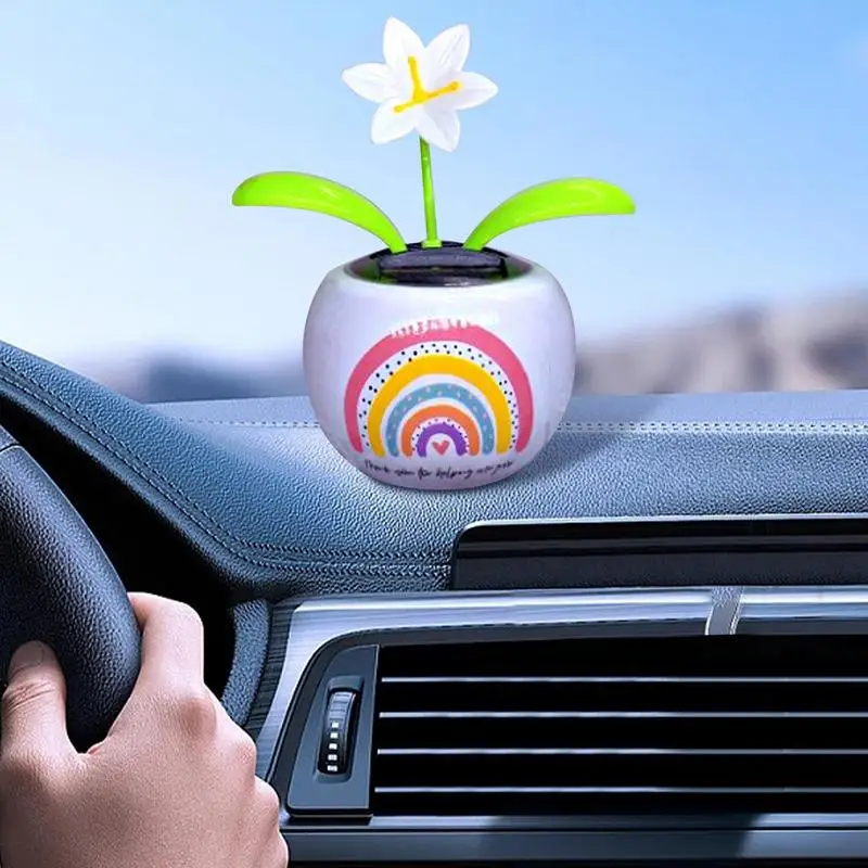 Dancing Flower Solar Powered Dancing Sunflower Car Ornament In Colorful Pots Flower Car Decoration Solar Bobbleheads For Windows