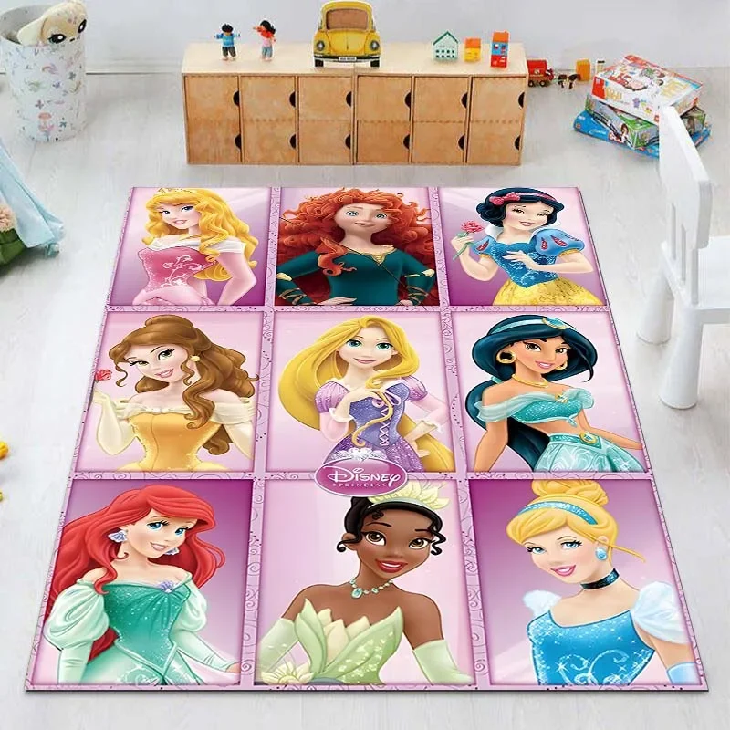 Disney All Princess Pattern Living Room Bedroom Carpet Bedside Bathroom Floor Mat  Area Rug Kid's Room Home Pink Room Decor