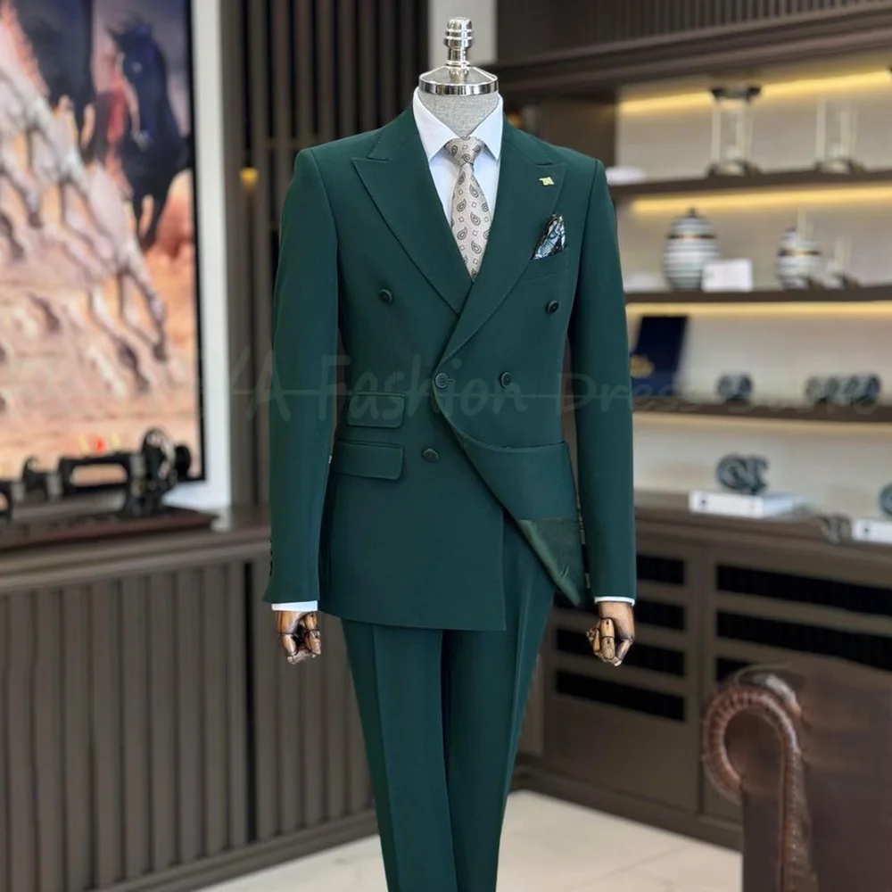 

New Style Formal Business Men Suit Groom Groomsman Wedding Party Prom Male Tuxedos 2 Piece Set Jacket Pants Trajes Para Hombre