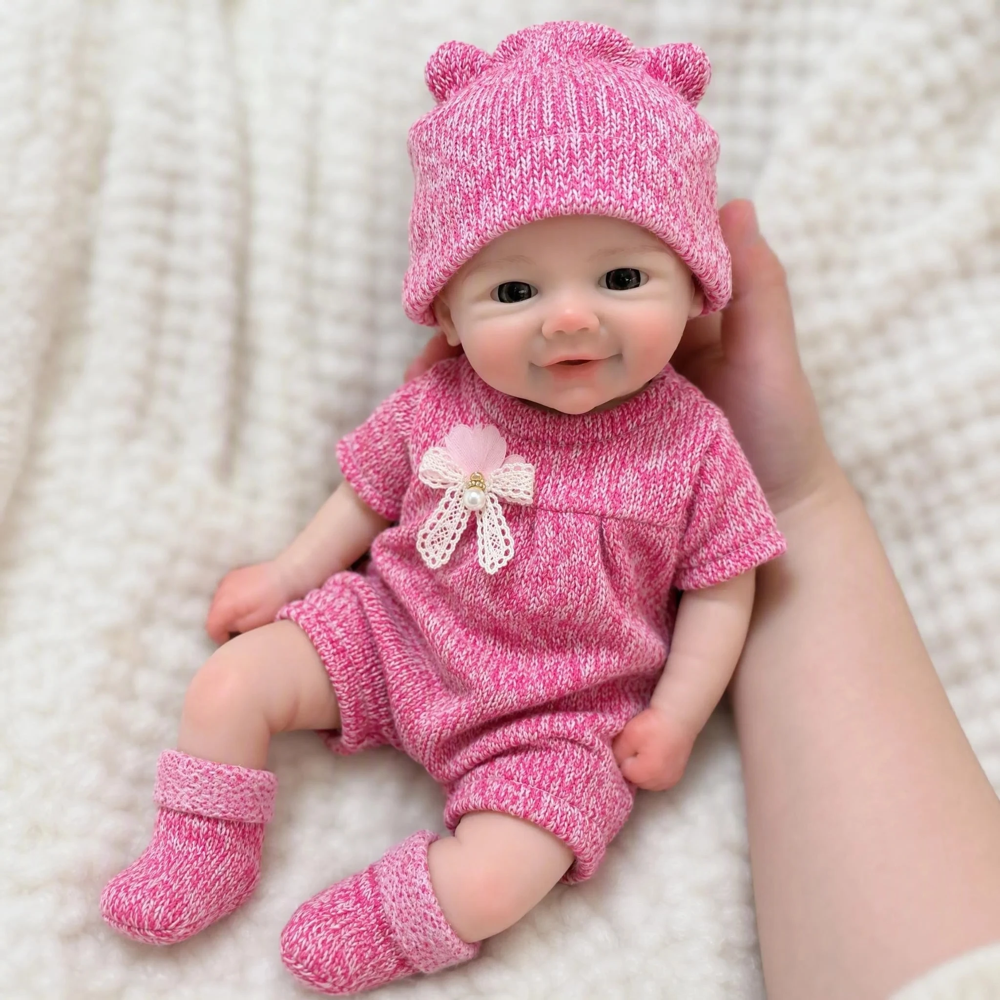 NPK Reborn Vivienne Mouth Can Open Handmade Lifelike Skin Soft Touch Newborn Baby Super Soft Solid Silione Doll