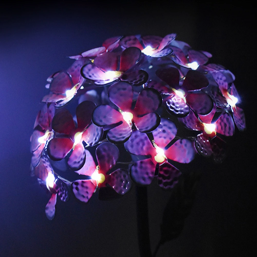 Solar LED Lights Simulation Hydrangea Flower  Outdoor Waterproof Garden Yard Street Festival Wedding Decor lamp