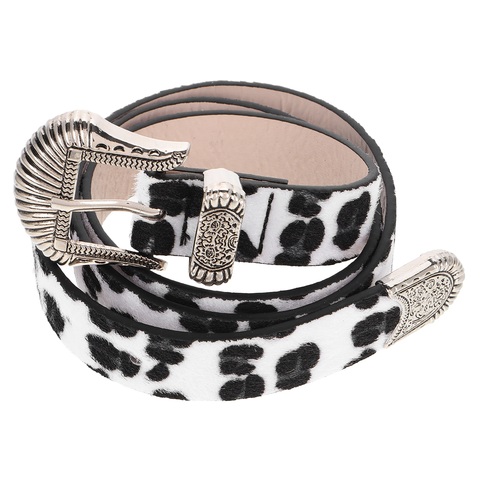 

Vintage Leopard Print Belt Women Cowgirl Belts Animal Print Dresses Western Buckle Strap PU Faux Horsehair durable versatile