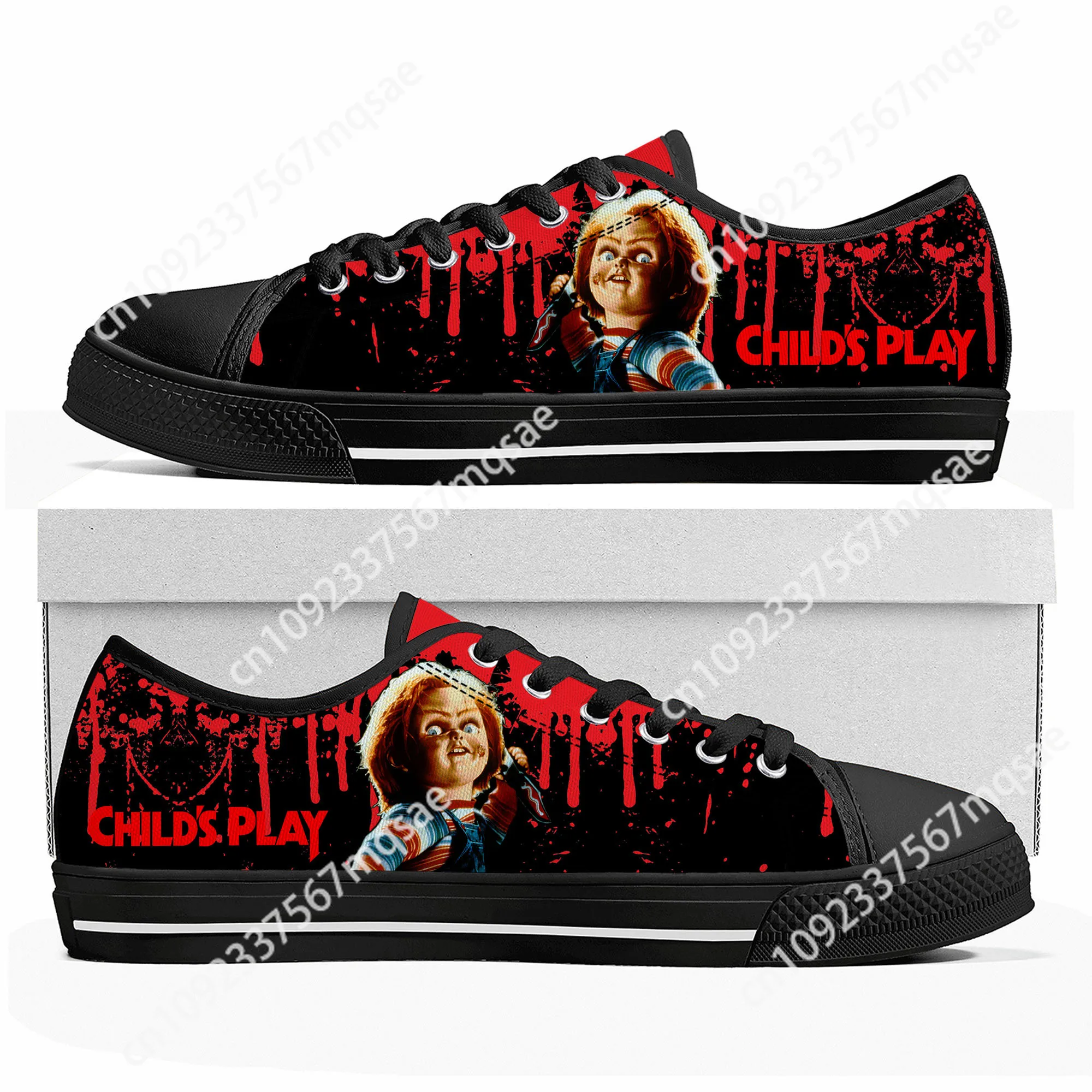 Horror Movie Childs Play Chucky Low Top High Quality Sneakers Mens Women Teenager Canvas Sneaker Casual Couple Shoes Custom Shoe