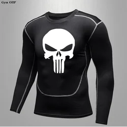 MMA Compression Shirt Men Running T-Shirt Long Sleeve Outdoor Fitness Second Skin Quick Dry Gym Top Breathable Black Sportswear