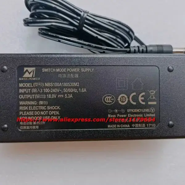 Genuine Mass Power NBS100A180530M2 Switching Power Supply 18V 5.3A 5.5*2.1mm AC Adapter Charger