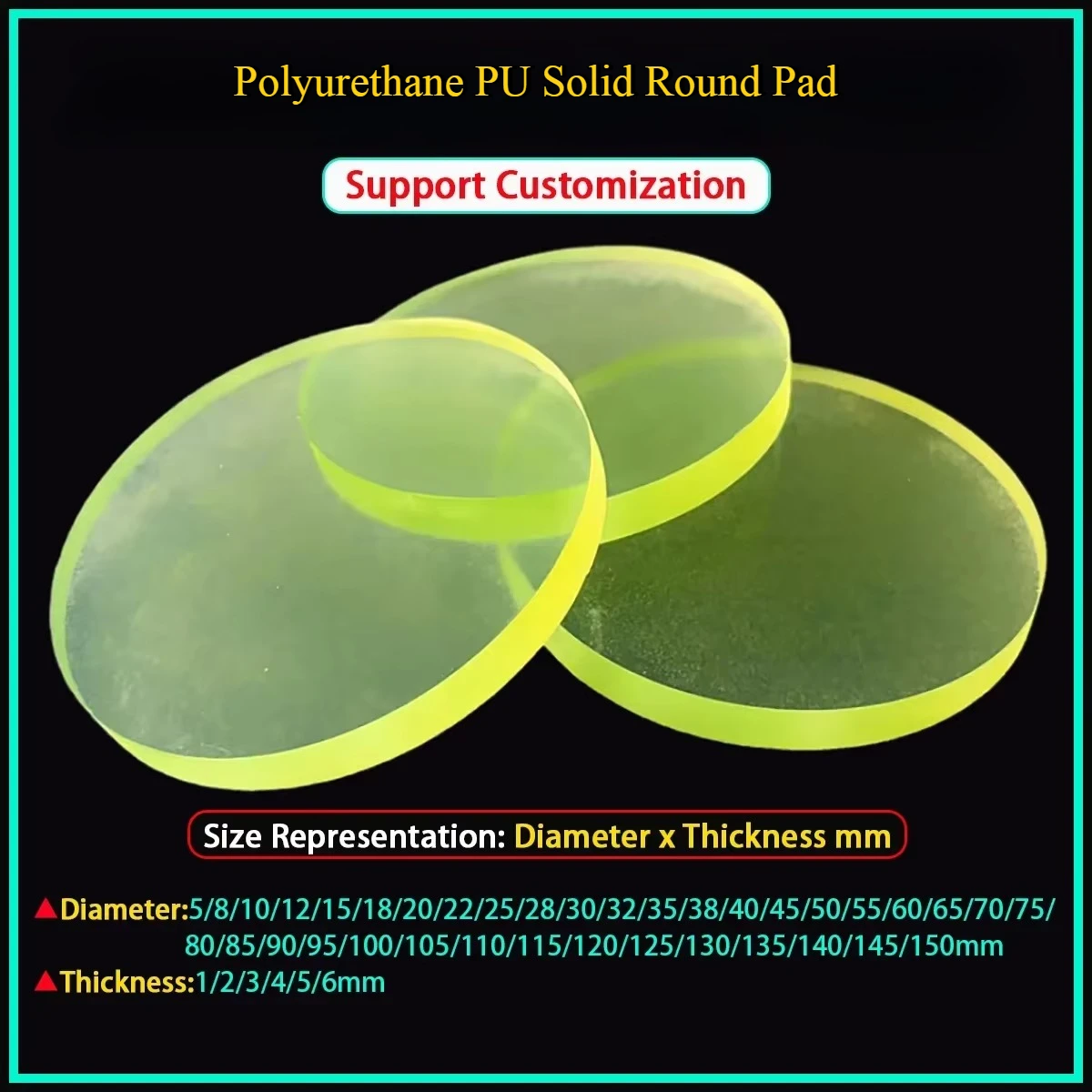 Polyurethane Solid Round Pad/Resistant And Pressure Resistant Shock-Absorbing Pad Dia 5-150mm THK 1-6mm