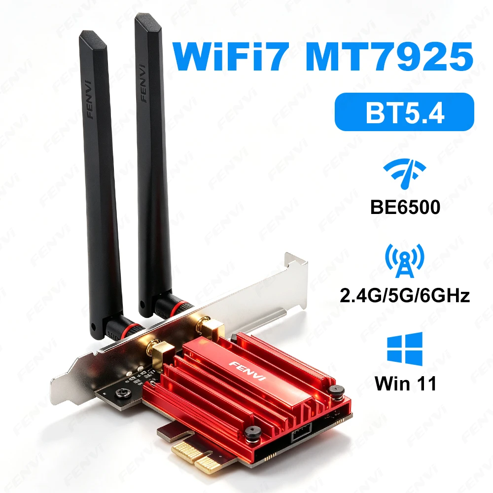 WiFi 7 BT5.4 MT7925 Wireless Network Card PCIE X1 WiFi 6E BT5.3 MT7922 WiFi 6 AX1800 BT5.2 MT7921 PCIE WiFi Adapter For Win10/11
