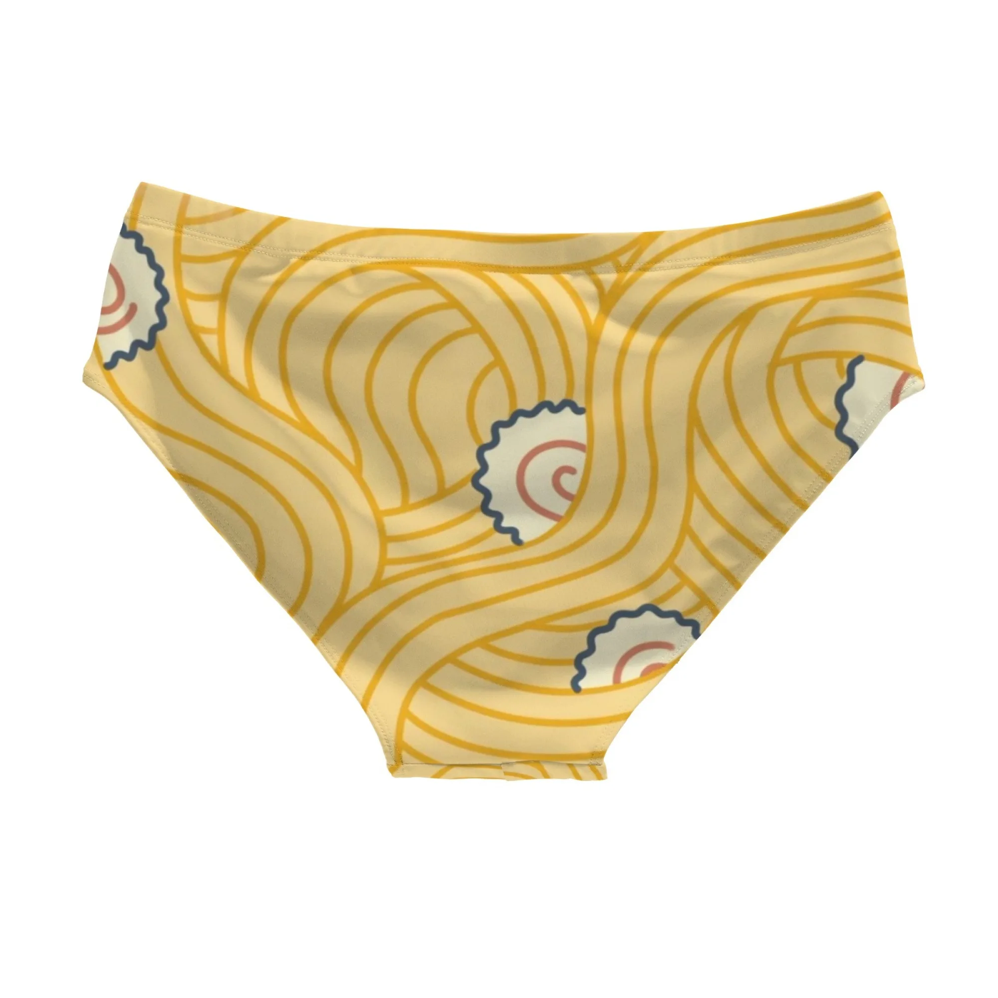 Ramen Swirl Print Swim Trunks Stretchy Soft Skin-Friendly Men's Triangle Swim Trunks Water Sports Surfing Fitness Novel Swimsuit