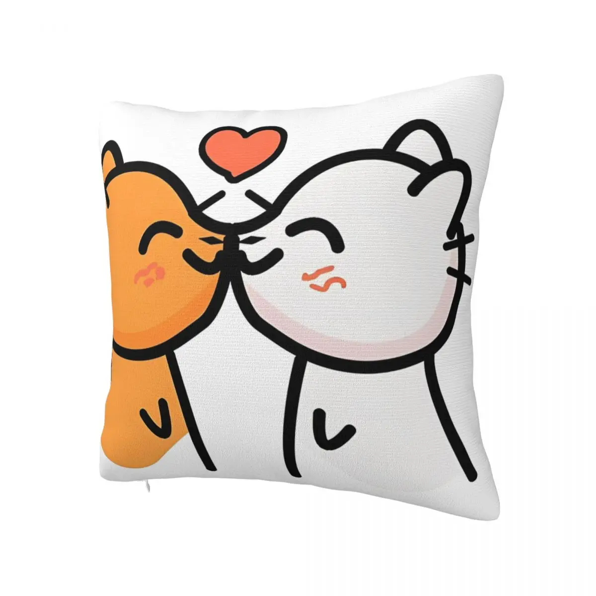 Pillow Cover Love Kiss Cute Cat Custom Cushion Cover Retro Trendy Pillow Case For Chair Sofa Home Decoration Pillowcases