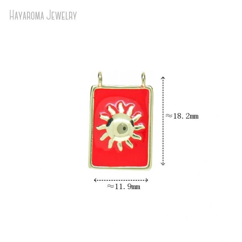 

5Pcs Red Wholesale Pendant Gold Color Geometric Rectangle Star Sun Metal Jewelry Enamel Copper Charms
