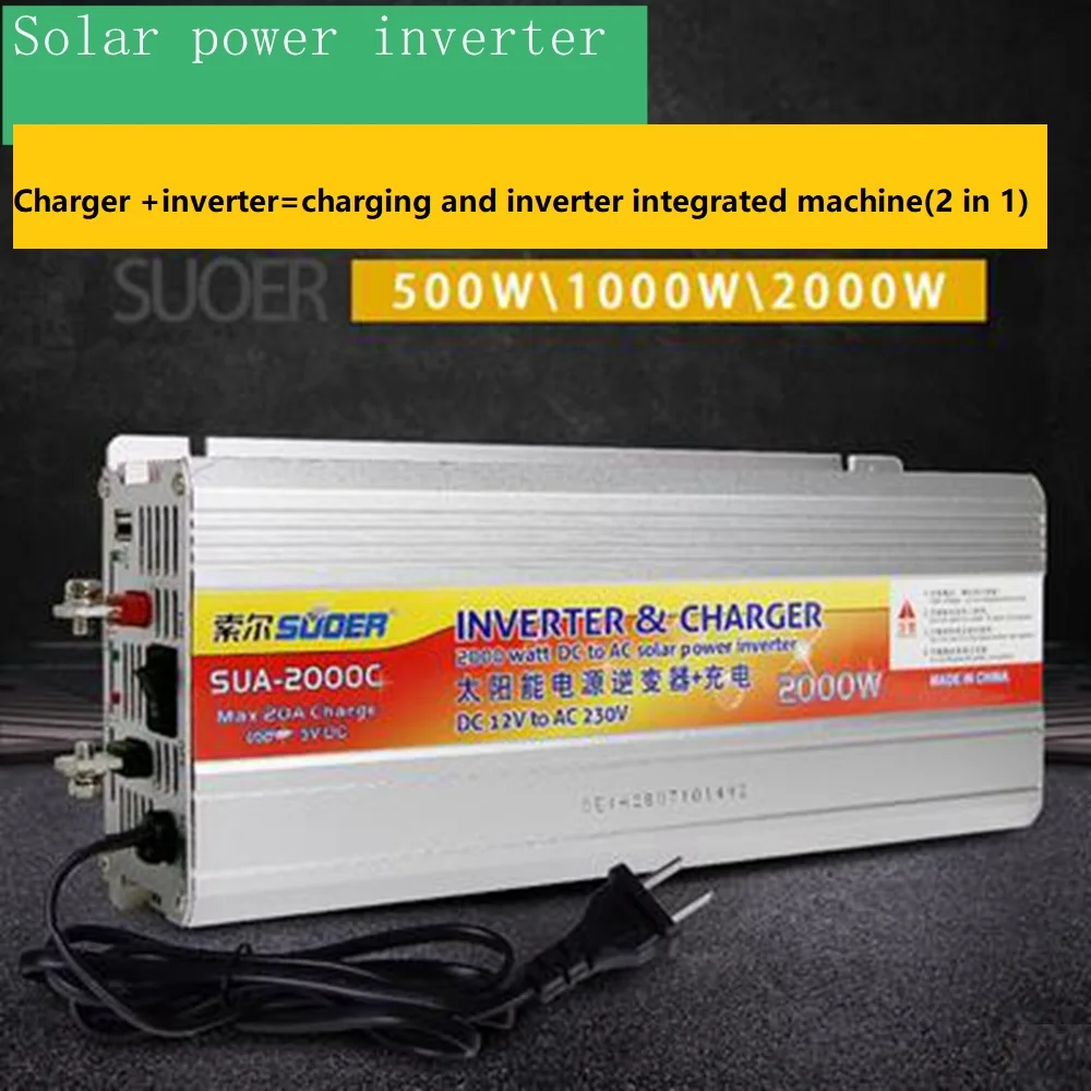 Inverter 12v 220v Hybrid Solar power Modified inverter charger Voltage Transformer USB 500W 1000W 2000W Converter Adapter home