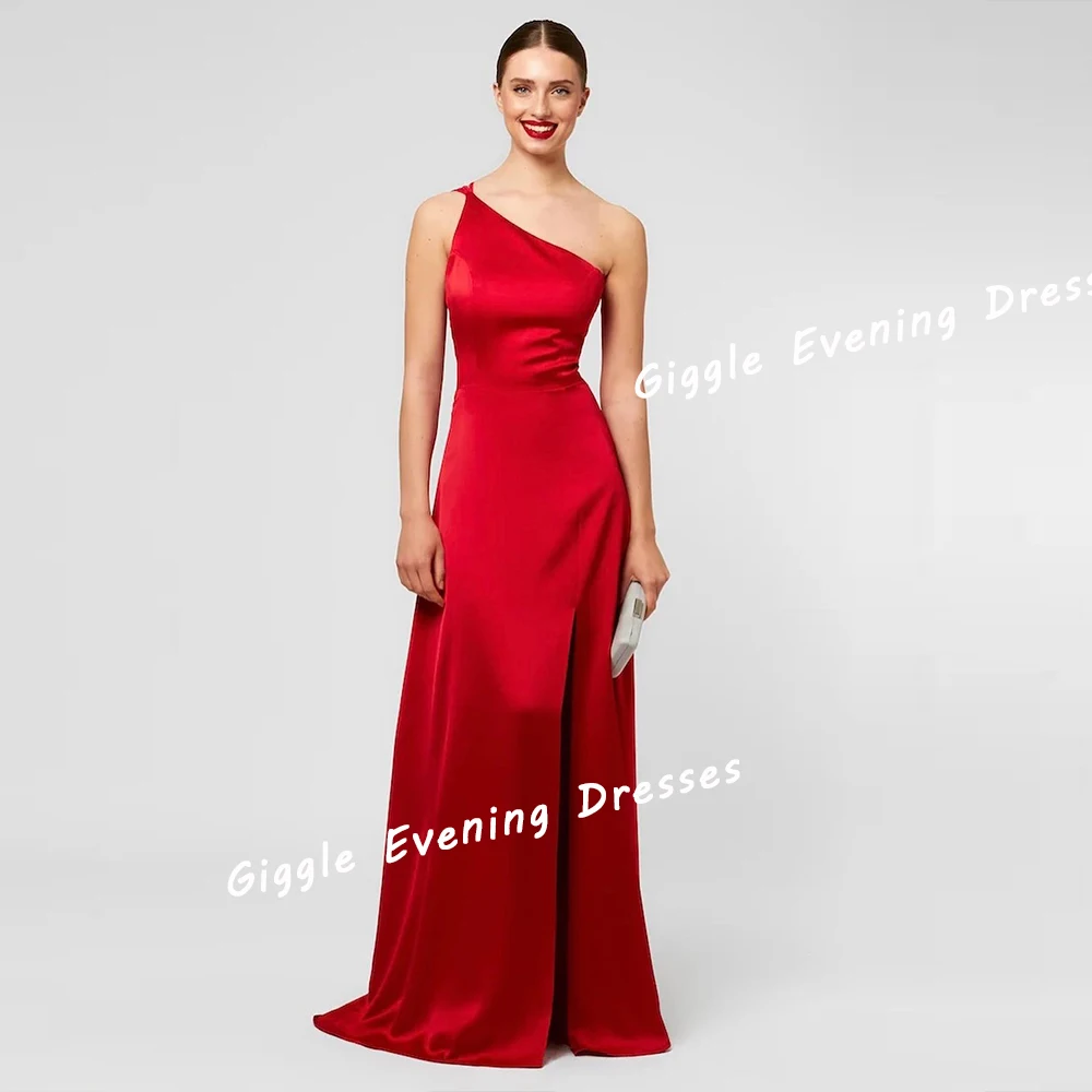 

Giggle Crepe One-Shoulder Simple Slit Elegance Prom Gown Saudi Arab Summer Floor-Length Evening Party Dresses for Women 2024