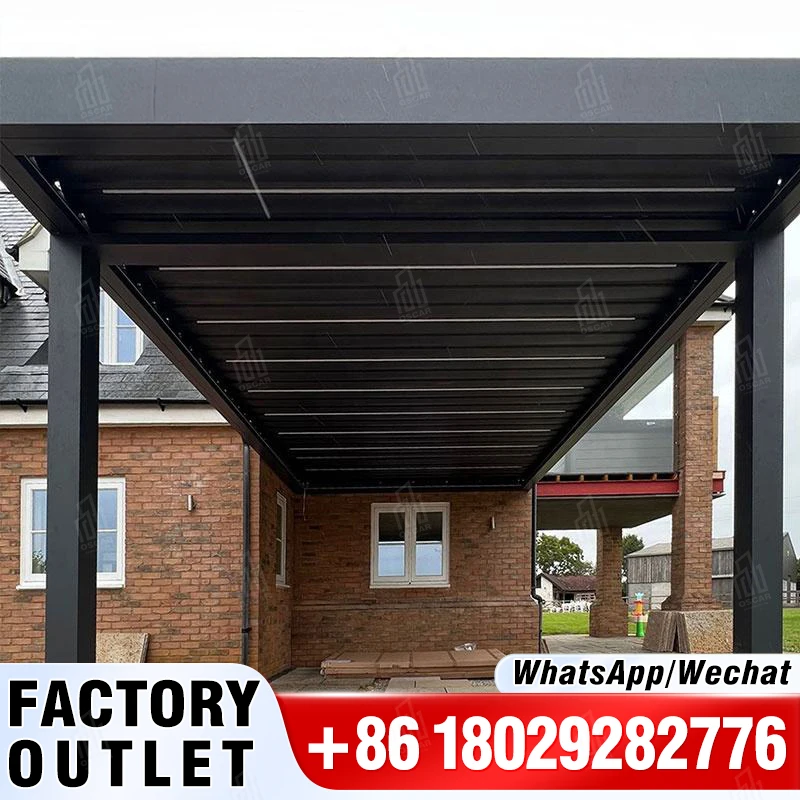 

Wholesale Modern Design Motorised Electric Outdoor Gazebo Waterproof Motorized Bioclimatic Louvre Roof Aluminium Pergola