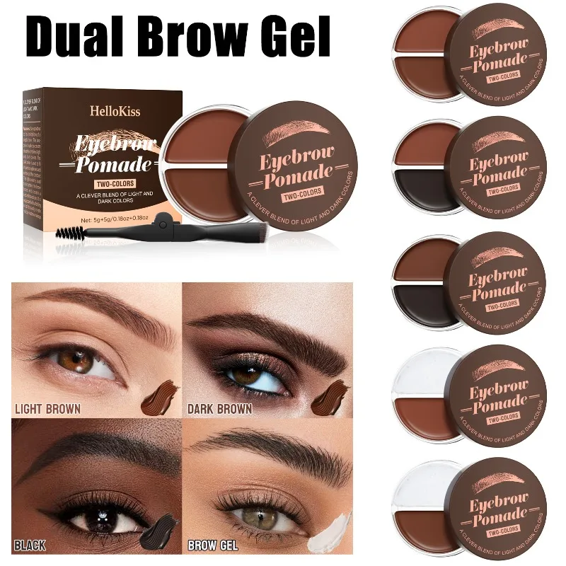 دهن حواجب مقاوم للماء وثنائي جل، ظلالين للتشكيل والتلوين، يمكن ارتداؤه طوال اليوم مع فرشاة تطبيق متضمنة 5 ألوان #1