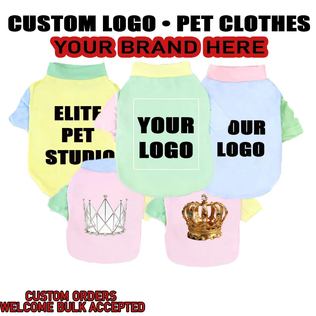 

Free Custom Pet T-shirts Cats & Dogs Fashionable Cute Summer Vests Customization Available For Event Logos Store Names Etc