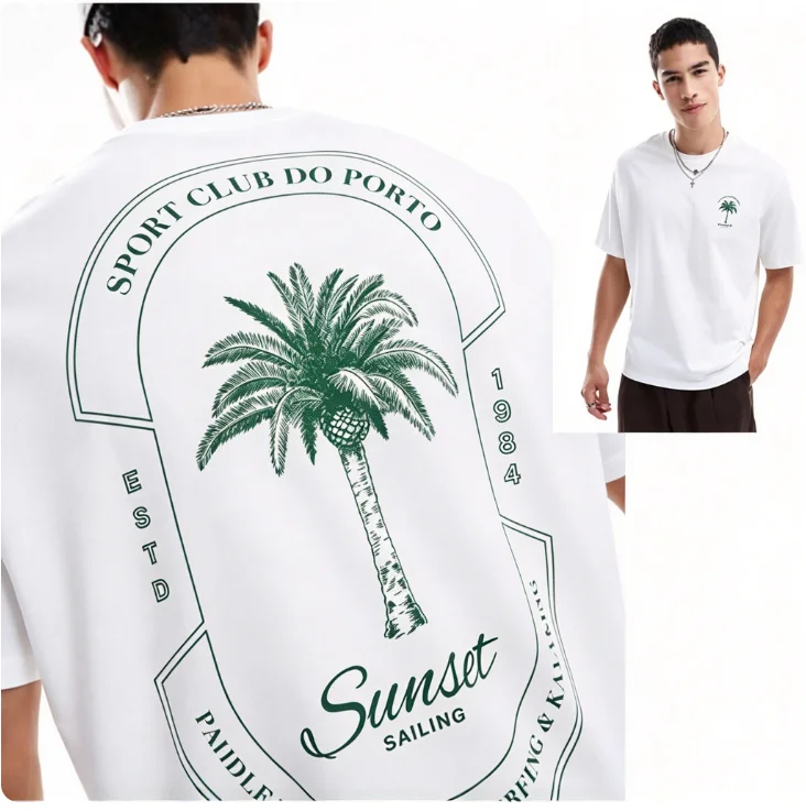 2026 Men Vintage Palm Tree Graphic T Shirt Summer Sunset Print Short Sleeve Cotton Unisex Tops