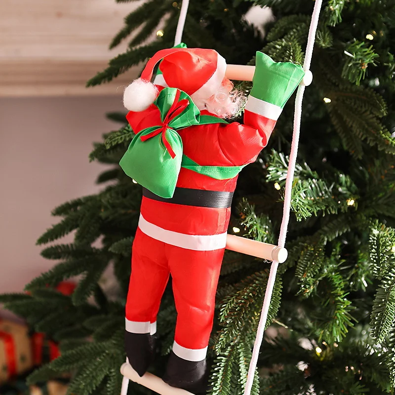 

Climbing Ladder Climbing Santa Claus Rope Puppet Pendant Christmas Tree Decor Indoor Outdoor Hanging Xmas Holiday Ornament Gift