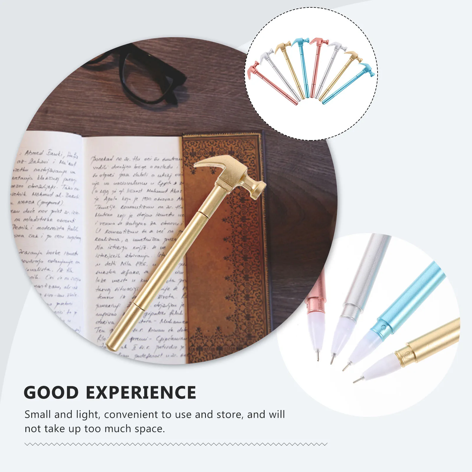 

8Pcs Cartoon Hammer Pens Gel Ink Pen Plastic Lid Design Ergonomic Comfortable Hold Student Writing Gift