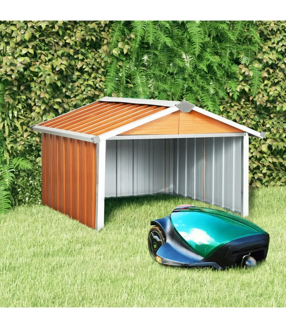 Brown Galvanized Steel Lawn Sheds 92x97x63 cm