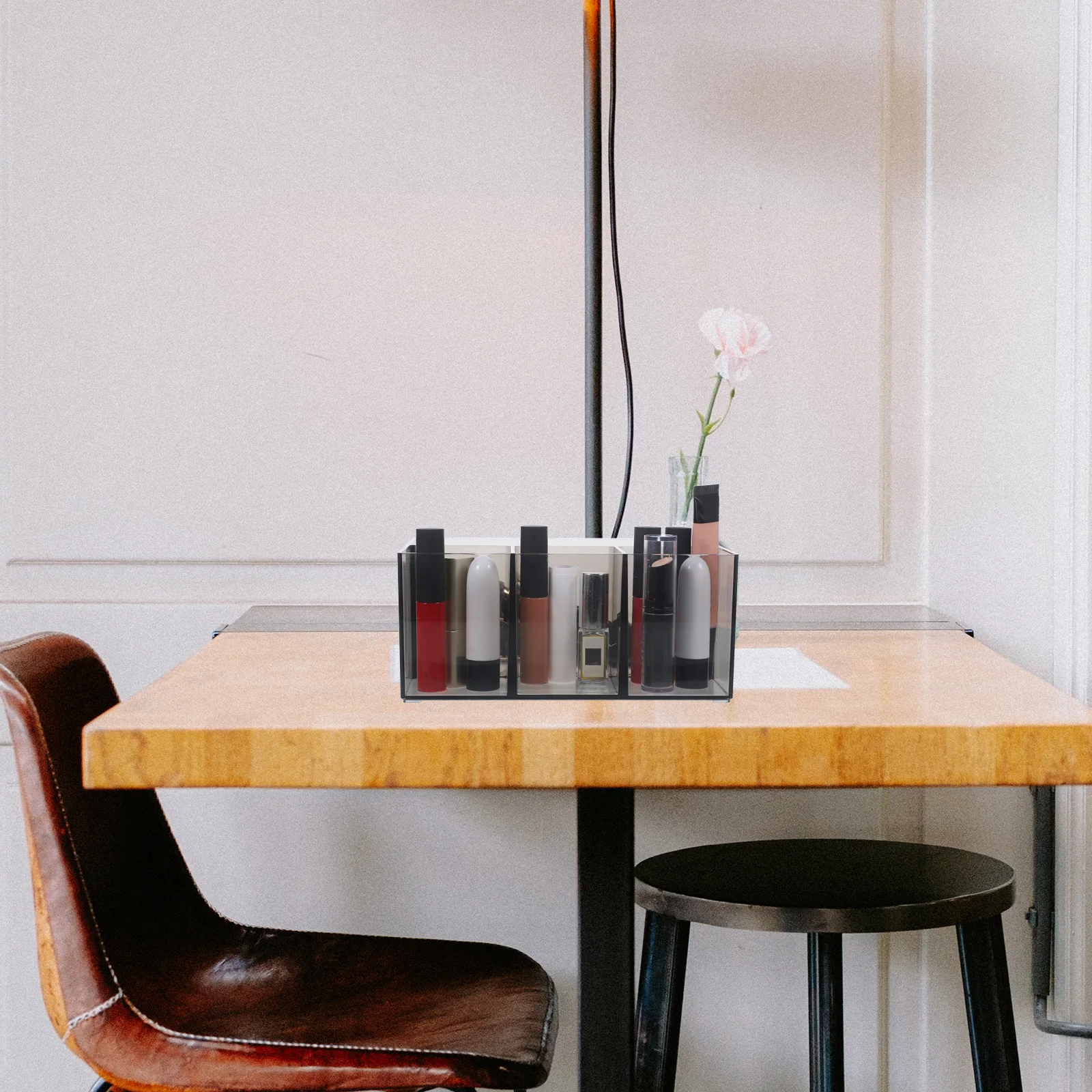 

Organizer 4 Compartments Acrylic Pen Pencil Holder Desktop Cosmetics Brush Storage Makeup Brush Holder