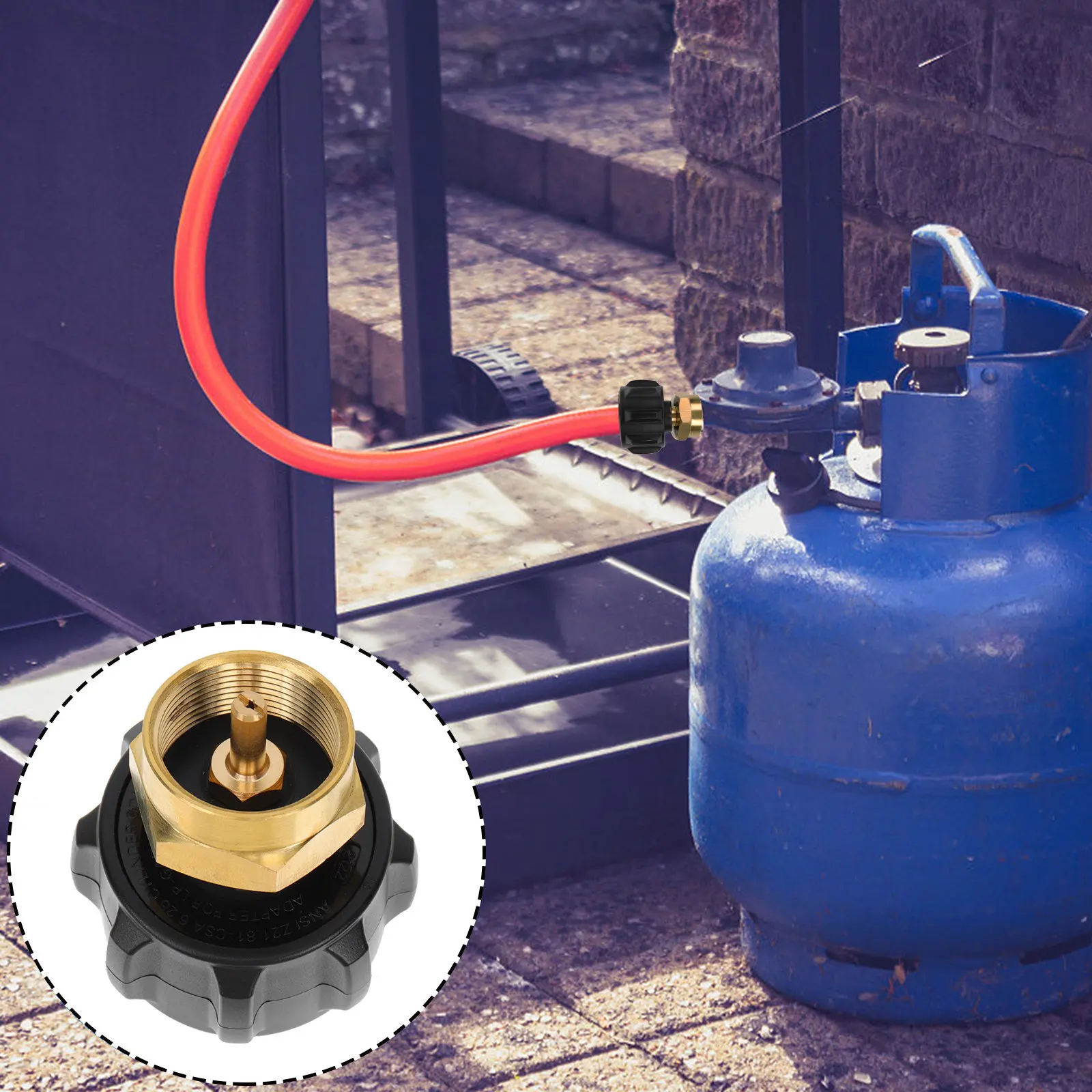 Adaptateur de recharge de propane 1 lb, connecteur de réservoir de gaz, construction métallique robuste, coupure automatique de pression sécurisée pour chauffage extérieur