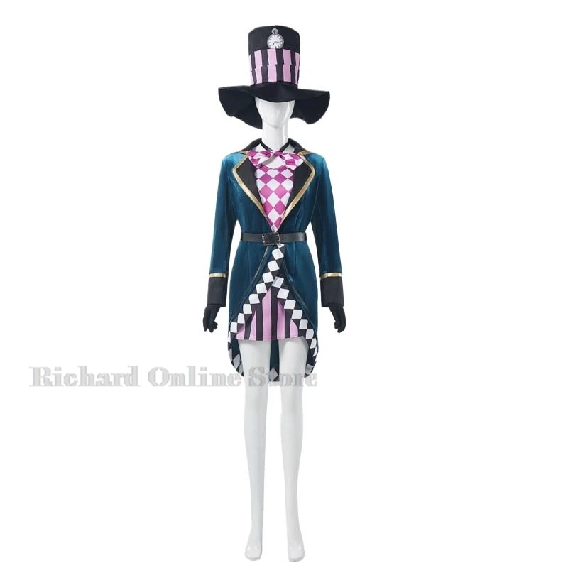 Halloween Ellie Mad Hatter Silk Adult Magician Performance Costume  Nightclub Animal Tamer Stage Costume Anime Cosplay