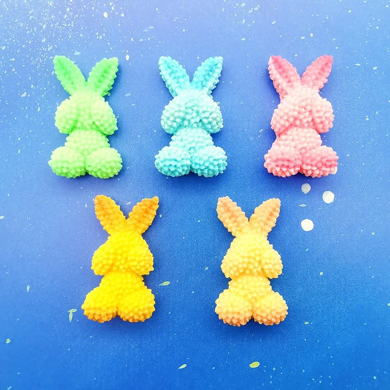 10Pcs Kawaii Cartoon Colour Rabbit Resin DIY Shoes Hat Icebox Barrette Mobile Phone Case Scrapbook Cream Glue Flat Back Resin