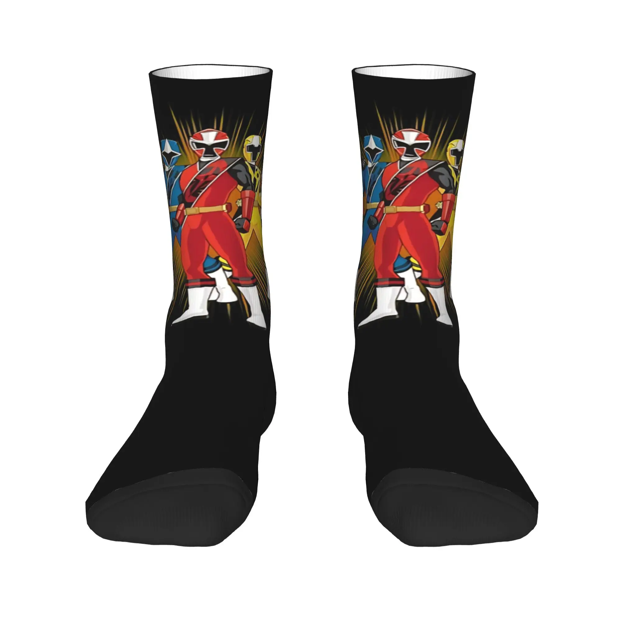 Funny Sock Bandai Super Sentai Series Ninja Ranger  Rock Quality Pattern Printed Men Crew Socks Novelty Men's Socks