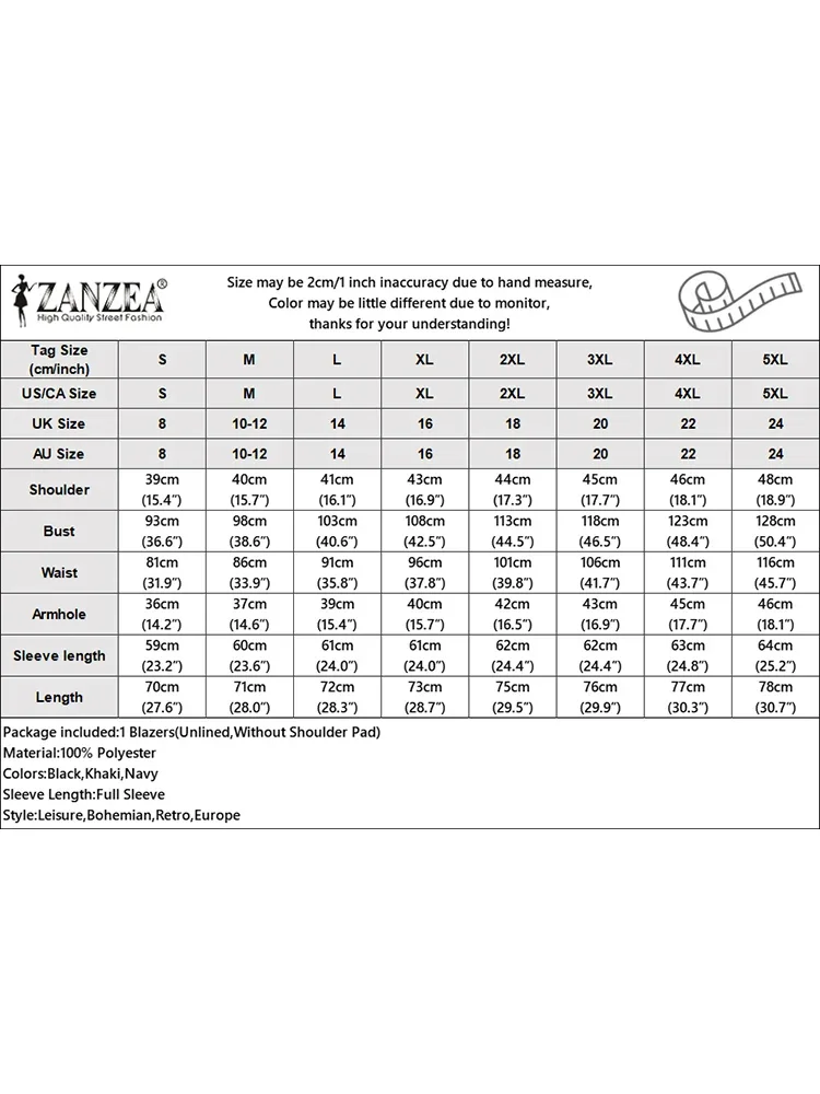 ZANZEA الخريف التلبيب الرقبة طويلة الأكمام السترة جاكيتات النساء 2025 أنيق مكتب مزدوجة الصدر السترة الدعاوى أنيقة OL أبلى
