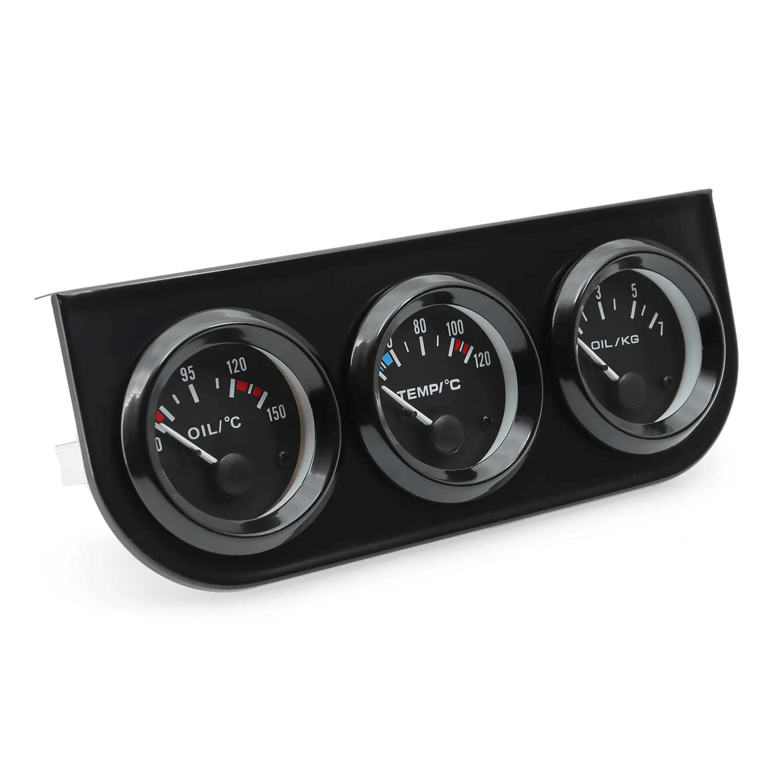 3-in-1 Messgerät-Set 52mm Öltemperatur Öldruck Voltmeter Set Universal 12V Auto Schwarz&Chrom Blende mit Wasser- und Öltemperatursensor – Detail 6