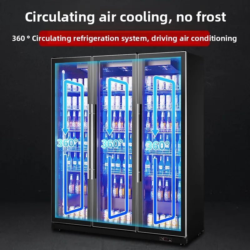 Beer display cabinet refrigerated 750L double door, fresh three door 1100 bar air-cooled freezer